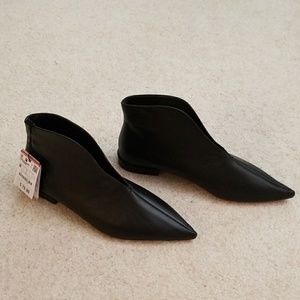 NWT ZARA Sz 38 Real Leather Pointy Ankle Boot